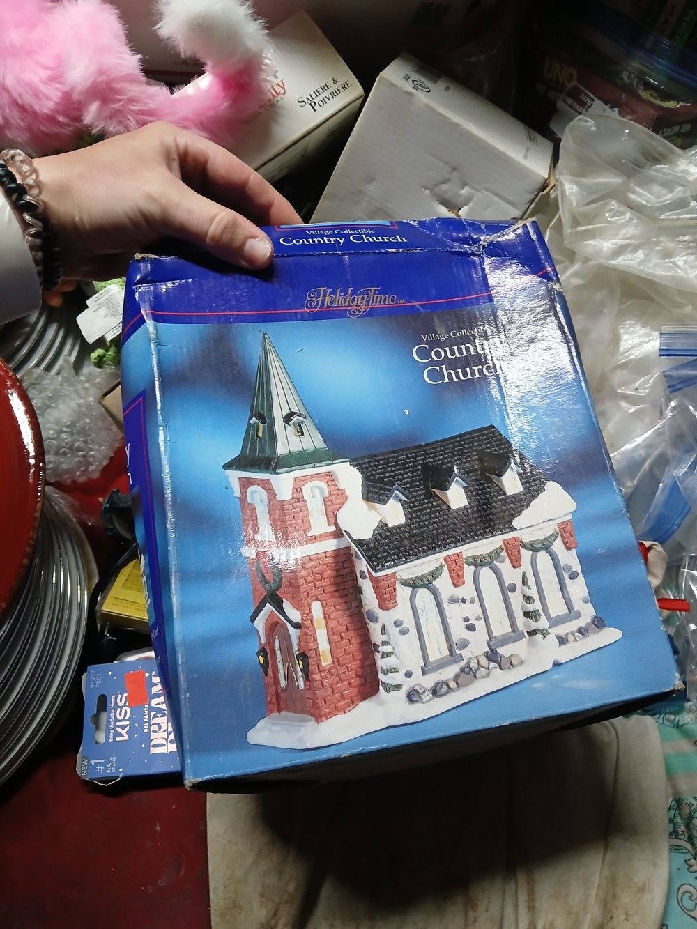 Holiday Time "Village Collectible" Country Church lighted ceramic building Works